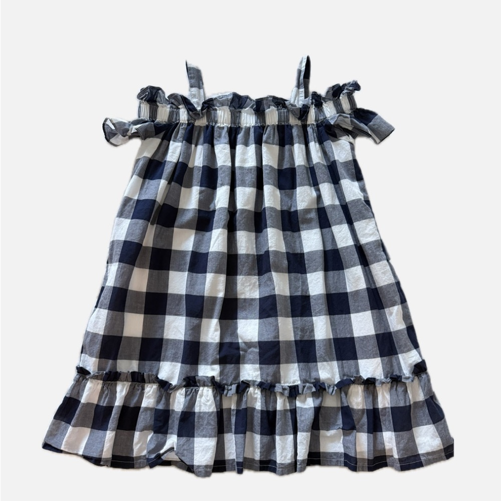 Janie and Jack Navy Blue and White Plaid Dress